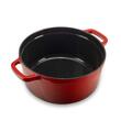 Zománcozott öntöttvas edény fedővel HAUSBERG HB-H746, űrtartalom 5L, átmérő 26 cm, mélység 11 cm, tapadásmentes belső, piros