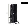 Elektromos olajfűtő HAUSBERG HB-8905, 3 fokozat, 600-900-1500 W, 7 elem 110 mm x 580 mm, állítható termosztát, fogantyú és kerekek a könnyű mozgatáshoz, működésjelző lámpa, fekete