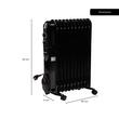 Elektromos olajmelegítő HAUSBERG HB-8925, 3 fokozat, 1000-1500-2500 W, 11 elem 110 mm x 580 mm, állítható termosztát, fogantyú és kerekek a könnyű mozgatáshoz, működésjelző lámpa, fekete