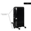 Elektromos olajmelegítő HAUSBERG HB-8915, 3 fokozat, 800-1200-2000 W, 9 elem 110 mm x 580 mm, állítható termosztát, fogantyú és kerekek a könnyű mozgatáshoz, működésjelző lámpa, fekete
