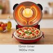 Speciális pizzasütő XL HAUSBERG HB-675RS kősütőfelülettel, hőszabályozóval 405°C-ig, Piros