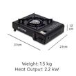 Aragaz portabil 2 in 1 camping Ertone ERT-MN232, Pentru butelie spray si standard, 2.2 kW, Aprindere piezo, Negru