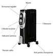 Elektromos fűtés Hausberg HB-8900NG, 1500 W, 7 elem, 3 teljesítményfokozat, állítható termosztát