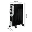 Elektromos fűtés Hausberg HB-8910NG, 2000 W, 9 elem, 3 teljesítményfokozat, állítható termosztát, Fekete