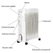 Elektromos fűtés Hausberg HB-8920AB, 2500 W, 11 elem, 3 teljesítményfokozat, állítható termosztát, fehér