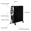 Elektromos fűtés Hausberg HB-8930NG, 2500 W, 13 elem, 3 teljesítményfokozat, állítható termosztát, Fekete