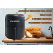 Forró levegős sütő HAUSBERG HB-2356, 1000-1200 W, 2,6 liter, 30 perces időzítő, állítható termosztát 80 - 200 fok C, 5 főzési program, túlmelegedés elleni védelem, Fekete