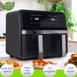 Friteuza dubla cu aer cald HAUSBERG HB-2373NG, 2200-2400W, capacitate 8.4L, termostat reglabil cu afisaj LED, control digital individual, 14 programe prestabilite, temporizator 60 min, ventilator de racire, Negru