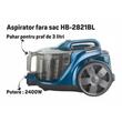 Porzsák nélküli porszívó HAUSBERG HB-2821BL, 2400W, multiciklon, száraz szívás, űrtartalom 3 liter, HEPA szűrő, fordulatszám szabályzó, automatikus kábeltekercselő, kék-fekete