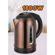 Elektromos vízforraló HAUSBERG HB-3621CU, 1800 W, 1,8 liter, rozsdamentes acél víztartály, automatikus leállítás forraláskor, 360 fokos elforgatás, túlmelegedés elleni védelem, kivehető talp, réz