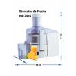 Hausberg HB-7515 Gyümölcscentrifuga, 800 W, Rozsdamentes acél pengék, rézmotor