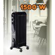 Elektromos olajfűtő HAUSBERG HB-8905, 3 fokozat, 600-900-1500 W, 7 elem 110 mm x 580 mm, állítható termosztát, fogantyú és kerekek a könnyű mozgatáshoz, működésjelző lámpa, fekete