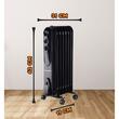 Elektromos olajfűtő HAUSBERG HB-8905, 3 fokozat, 600-900-1500 W, 7 elem 110 mm x 580 mm, állítható termosztát, fogantyú és kerekek a könnyű mozgatáshoz, működésjelző lámpa, fekete