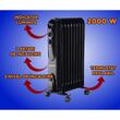 Elektromos olajmelegítő HAUSBERG HB-8915, 3 fokozat, 800-1200-2000 W, 9 elem 110 mm x 580 mm, állítható termosztát, fogantyú és kerekek a könnyű mozgatáshoz, működésjelző lámpa, fekete