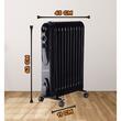 Elektromos olajmelegítő HAUSBERG HB-8925, 3 fokozat, 1000-1500-2500 W, 11 elem 110 mm x 580 mm, állítható termosztát, fogantyú és kerekek a könnyű mozgatáshoz, működésjelző lámpa, fekete