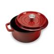 Zománcozott öntöttvas edény fedővel HAUSBERG HB-H744, űrtartalom 4L, átmérő 24 cm, mélység 11 cm, tapadásmentes belső, piros