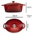 Zománcozott öntöttvas edény fedővel HAUSBERG HB-H750, űrtartalom 4,5L, átmérő 30x23 cm, mélység 12 cm, tapadásmentes belső, piros