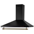 Hota incorporabila decorativa Hausberg HB-1365, putere de absorbtie 650 m3/h, 1 motor, 60 cm, filtru aluminiu, Negru/Auriu