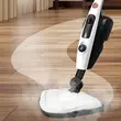 Mop cu aburi Hausberg HB1501AB, 1500 W, 0.55 L, cablu 4.5m, recipient detergent, accesorii incluse, Alb/Negru
