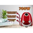 Hausberg HB2080RS zsákos porszívó, 700 W, Űrtartalom 1,5 l, piros/szürke