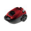 Hausberg HB-2815RS zsákos porszívó, 2200 W, vászon táska, táska űrtartalma 3 l, fekete/piros