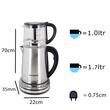 Digitális teafőző HAUSBERG HB-3640IN, 1500 W, csésze 1,7 literes, teáskanna 1 literes, rozsdamentes acél panel digitális kijelzővel, termosztát, Inox