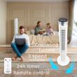 Toronyventilátor távirányítóval HAUSBERG HB-5952AB, 55W, 3 sebességfokozat, 38 hüvelyk, LED, időzítő, oszcilláció, hordozófogantyú, fehér