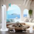 Digitális toronyventilátor távirányítóval HAUSBERG HB-5963AB, 55W, 3 sebességfokozat, 41 hüvelyk, időzítő, LED, oszcilláció, hordozófogantyú, illatosító, fehér