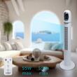 Digitális toronyventilátor távirányítóval HAUSBERG HB-5958AB, 55W, 45 hüvelyk, LED, időzítő, oszcilláció, hordozófogantyú, fehér