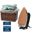 Retro vas HAUSBERG HB-7817NG, 1000-1200W, Öntött kerámia bevonatú vasalótalp, Termosztát, 6 hőmérséklet-beállítás, Fényjelző, Túlmelegedés elleni védelem, Hőmérséklet 200°C, Fekete
