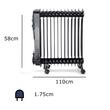 Elektromos olajfűtő HAUSBERG HB-8935, 3 fokozat, 1000-1500-2500 W, 13 elem 110 mm x 580 mm, állítható termosztát, fogantyú és kerekek a könnyű mozgatáshoz, működésjelző lámpa, fekete