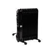 Elektromos olajmelegítő HAUSBERG HB-8925, 3 fokozat, 1000-1500-2500 W, 11 elem 110 mm x 580 mm, állítható termosztát, fogantyú és kerekek a könnyű mozgatáshoz, működésjelző lámpa, fekete