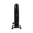 Elektromos olajmelegítő HAUSBERG HB-8925, 3 fokozat, 1000-1500-2500 W, 11 elem 110 mm x 580 mm, állítható termosztát, fogantyú és kerekek a könnyű mozgatáshoz, működésjelző lámpa, fekete