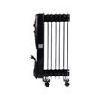 Elektromos olajfűtő HAUSBERG HB-8905, 3 fokozat, 600-900-1500 W, 7 elem 110 mm x 580 mm, állítható termosztát, fogantyú és kerekek a könnyű mozgatáshoz, működésjelző lámpa, fekete