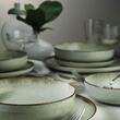 Moderna Dotti asztali szervíz, 24 db, 6 személyes, porcelán, zöld, kutahya porcelán