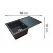 Chiuveta bucatarie Sanitec Elmy SN9035ST-NG, granit-compozit, negru, 1 cuva stanga, 78 x 50 cm