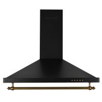 Hota incorporabila decorativa Hausberg HB-1365, putere de absorbtie 650 m3/h, 1 motor, 60 cm, filtru aluminiu, Negru/Auriu