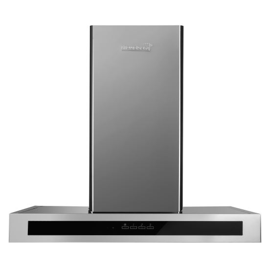Dekoratív beépített páraelszívó Hausberg HB-1380, Szívóteljesítmény 450 m3/h, 1 motor, Érintő vezérlés, LED, Alumínium szűrő, Fekete/Ezüst