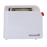 Kenyérpirító Hausberg HB-195RS, 750 W, 2 szelet, leolvasztási funkció, újramelegítés funkció, 6 teljesítményfokozat, fehér/piros