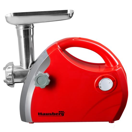 Húsdaráló Hausberg HB-3430RS, Rozsdamentes acél, 1800 W, Réz motor, Piros