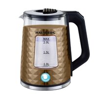 Hausberg HB-3617AU vízforraló, 1500 W, 2 L, 360 fokban forgatható talp, Fényjelző, Automatikus kikapcsolás, Arany