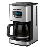 Digitális kávészűrő programozási funkcióval HAUSBERG HB3755, 1000-1200 W, 1,8 l, Wifi, LED kijelző, védelmi rendszer, Inox