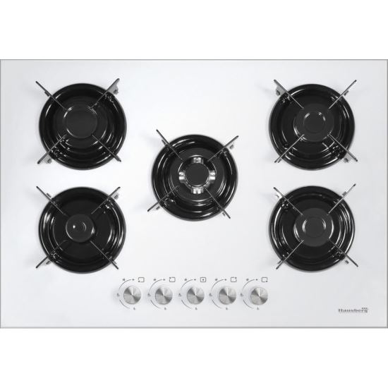 Hausberg HB-565AB Beépített főzőlap, 5 égős, Gáz, Elektromos gyújtás, Fehér