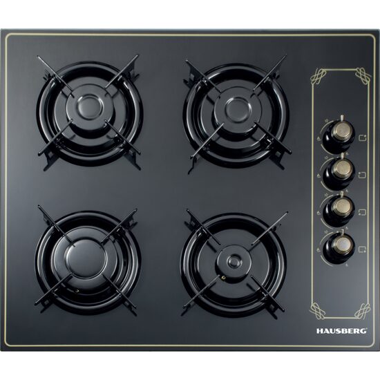 Hausberg HB-575RST rusztikus beépített főzőlap, 4 égős, gáz, 60 cm, fekete
