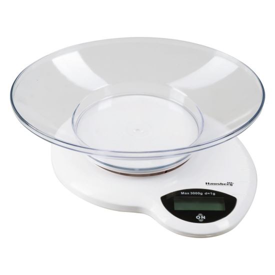 Hausberg HB-6015AB konyhai mérleg, 5 kg, műanyag tálkával, fehér