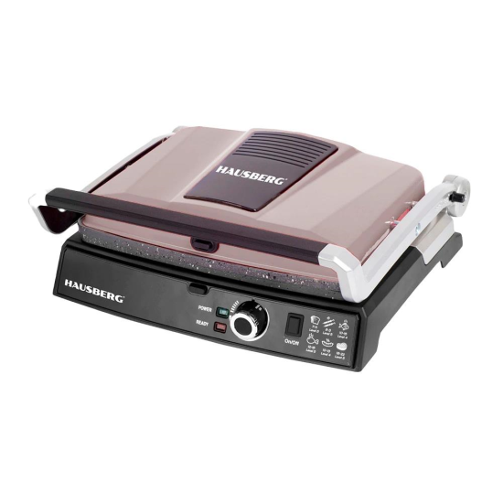 Elektromos grill Hausberg HB633GO, 2000-2200 W, tapadásmentes lapok, főzőfelület 30x24,5 cm, termosztát, Rose Gold