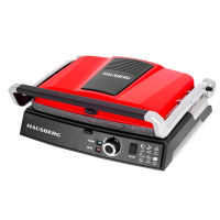 Elektromos grill Hausberg HB633RS, 2000-2200 W, tapadásmentes lapok, főzőfelület 30x24,5 cm, termosztát, Piros