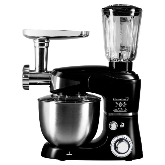Minden az egyben multifunkcionális konyhai robotgép Hausberg HB-7605, 1000 W, mixer/turmixgép/húsdaráló, fekete