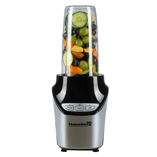Turmixgép 2 az 1-ben, teljesítmény 1000 W, Hausberg HB7705NG, tápelszívó, 8 darab, fekete