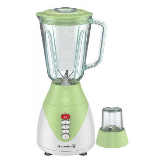 2 az 1-ben turmixgép üvegtállal Hausberg HB-7761VR rozsdamentes acél pengével, űrtartalom 1,5 l, zöld